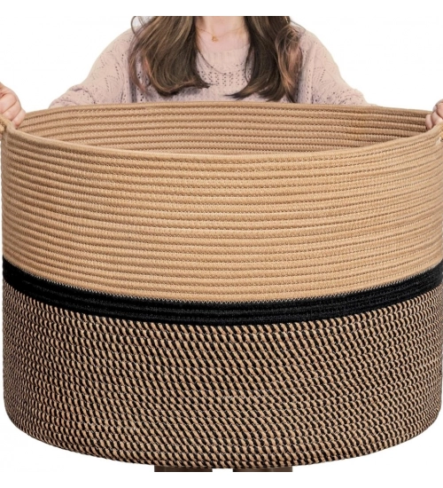 Generic Cotton Dori 16x14 Inch Storage Basket For Clothes With Out Lid (Beige-Beige-Black) Generic Cotton Dori 16x14 Inch Storage Basket For Clothes With Out Lid (Beige-Beige-Black)