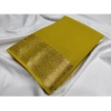Generic Women's Crepe Chit Pallu Solid Saree With Unstitched Blouse 5.5Mtr (Mustard Yellow)