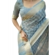 Generic Women's Silk_Blend Checked Saree With Unstitched Blouse 5.5Mtr (Sky_Blue)