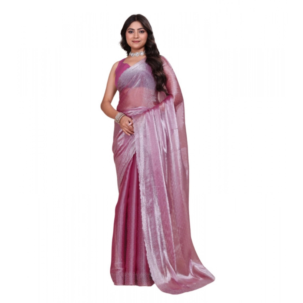 Generic Women's Jimmy choo Embellished Bollywood Saree With Unstitched Blouse 5.5Mtr (Magenta) Generic Women's Jimmy choo Embellished Bollywood Saree With Unstitched Blouse 5.5Mtr (Magenta)