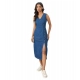 Generic Women's Denim Solid Sleeveless Dress (Blue) Generic Women's Denim Solid Sleeveless Dress (Blue)