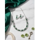 Generic Women's Brass Silver Plated Necklace set (Green)