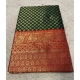 Generic Women's Jacquard Printed Saree With Unstitched Blouse 5.5Mtr (Dark Green)