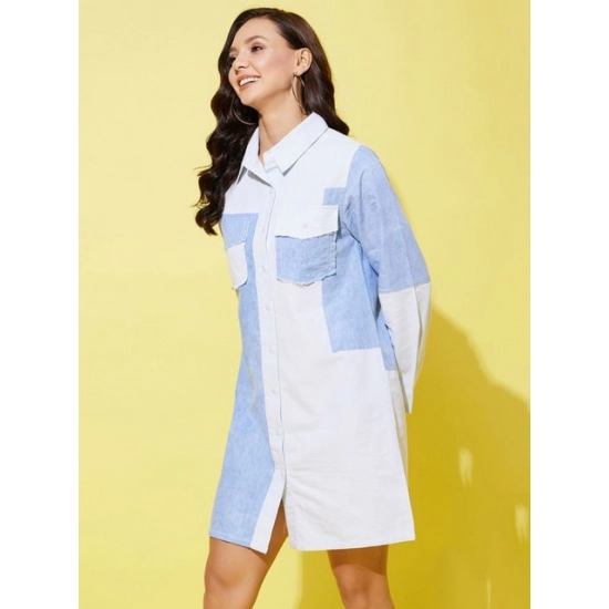 Generic Women's Denim Solid Long Sleeves Dress (Blue) Generic Women's Denim Solid Long Sleeves Dress (Blue)