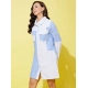 Generic Women's Denim Solid Long Sleeves Dress (Blue) Generic Women's Denim Solid Long Sleeves Dress (Blue)