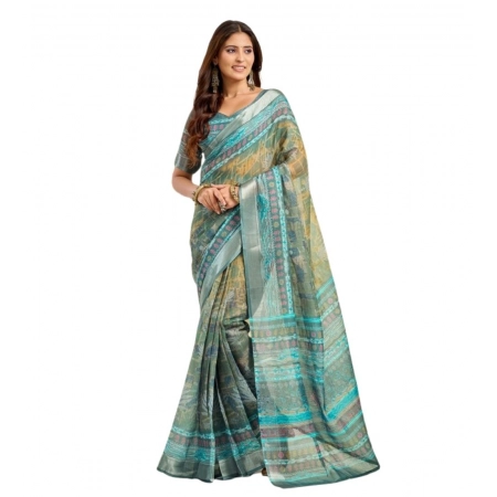 Generic Women's Faux Linen Printed Ready to wear Saree With Unstitched Blouse 5.5Mtr (Multicolor) Generic Women's Faux Linen Printed Ready to wear Saree With Unstitched Blouse 5.5Mtr (Multicolor)