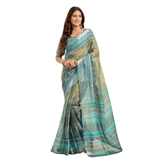 Generic Women's Faux Linen Printed Ready to wear Saree With Unstitched Blouse 5.5Mtr (Multicolor) Generic Women's Faux Linen Printed Ready to wear Saree With Unstitched Blouse 5.5Mtr (Multicolor)
