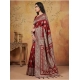 Generic Women's Silk Blend Printed Saree With Unstitched Blouse 5.5Mtr (Maroon)