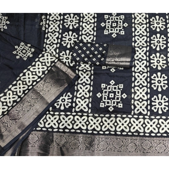 Generic Women's Cotton Silk Printed Saree With Unstitched Blouse 5.5Mtr (Black) Generic Women's Cotton Silk Printed Saree With Unstitched Blouse 5.5Mtr (Black)