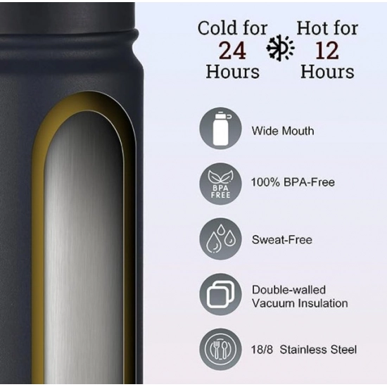 Generic 1000 Ml Double Wall Insulated Stainless Steel Water Bottle With Flip Lid (Black) Generic 1000 Ml Double Wall Insulated Stainless Steel Water Bottle With Flip Lid (Black)