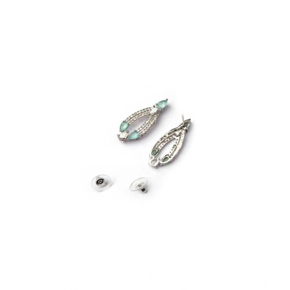 Generic Women's Brass Silver Plated Necklace set (Turquoise)