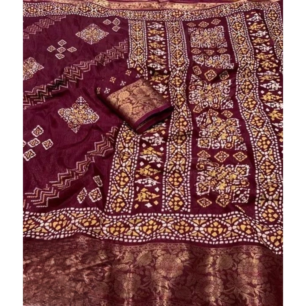 Generic Women's Cotton Silk Printed Saree With Unstitched Blouse 5.5Mtr (Wine) Generic Women's Cotton Silk Printed Saree With Unstitched Blouse 5.5Mtr (Wine)