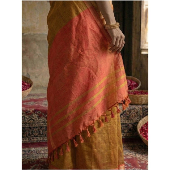 Generic Women's Cotton Printed Saree With Unstitched Blouse 5.5Mtr (Mustrad)