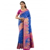 Generic Women's Faux_Banarasi Woven Motifs Saree With Unstitched Blouse 5.5Mtr (Royal_Blue)