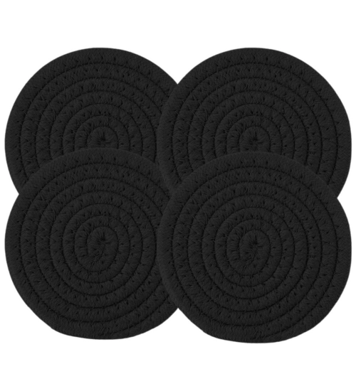 Generic Cotton Pack Of_2 Rope Drink Coasters 4 Pcs Set (Black) Generic Cotton Pack Of_2 Rope Drink Coasters 4 Pcs Set (Black)