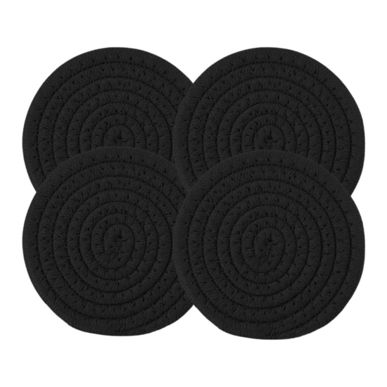 Generic Cotton Pack Of_2 Rope Drink Coasters 4 Pcs Set (Black) Generic Cotton Pack Of_2 Rope Drink Coasters 4 Pcs Set (Black)