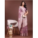 Generic Women's Linen Cotton Printed Saree With Unstitched Blouse 5.5Mtr (Purple)