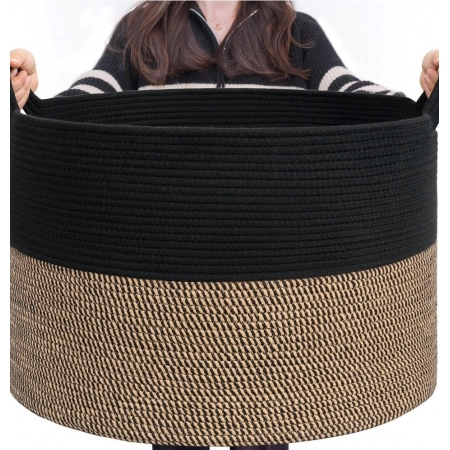 Generic Cotton Pack Of_1 16x14 Inch Storage Basket For Clothes With Out Lid (Black-Beige-Black) Generic Cotton Pack Of_1 16x14 Inch Storage Basket For Clothes With Out Lid (Black-Beige-Black)