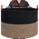 Generic Cotton Pack Of_1 16x14 Inch Storage Basket For Clothes With Out Lid (Black-Beige-Black)