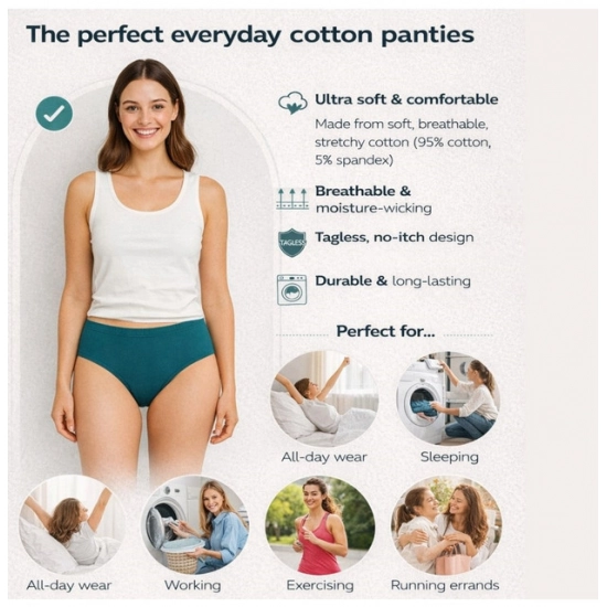 Generic Pack of_6 Women's Cotton Solid Hipster Panty (Multicolor)