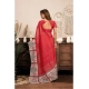Generic Women's Linen Cotton Printed Ready To Wear Saree With Unstitched Blouse 5.5 Mtr (Red)
