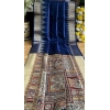 Generic Women's Tussar Silk Madhubani Saree With Unstitched Blouse 5.5Mtr (Blue)