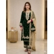 Generic Women's Silk Embroidered 3/4th Sleeve Round Kurti With Palazzo Pant and Dupatta Set (Dark Green) Generic Women's Silk Embroidered 3/4th Sleeve Round Kurti With Palazzo Pant and Dupatta Set (Dark Green)