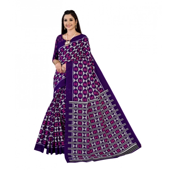 Generic Women's Soft Pure Cotton Printed Saree With Unstitched Blouse 5.5Mtr (Purple) Generic Women's Soft Pure Cotton Printed Saree With Unstitched Blouse 5.5Mtr (Purple)