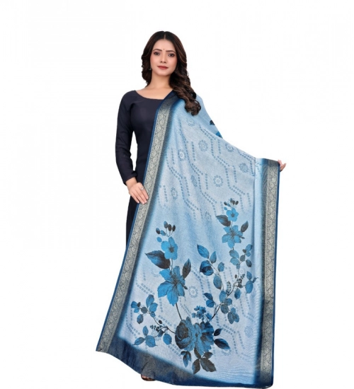 Generic Women's chanderi silk  Printed Dupatta (Blue, Length: 2 Mtr)