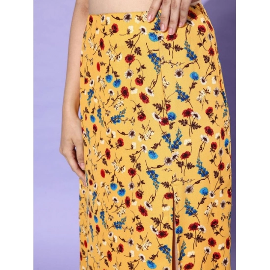 Generic Women's Polyester Floral Side Zip Skirt (Multicolor) Generic Women's Polyester Floral Side Zip Skirt (Multicolor)