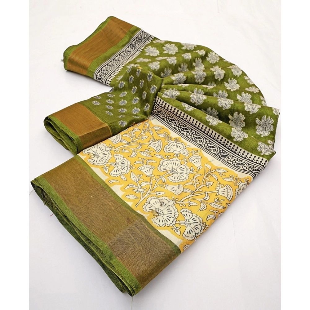 Generic Women's Cotton Blend Printed Saree With Unstitched Blouse 5.5Mtr (Mehandi) Generic Women's Cotton Blend Printed Saree With Unstitched Blouse 5.5Mtr (Mehandi)