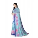 Generic Women's Georgette Floral Printed Saree With Unstitched Blouse 5.5Mtr (Blue)