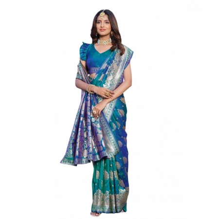 Generic Women's Jacquard Printed Saree With Unstitched Blouse 5.5Mtr (Royal-Teal) Generic Women's Jacquard Printed Saree With Unstitched Blouse 5.5Mtr (Royal-Teal)