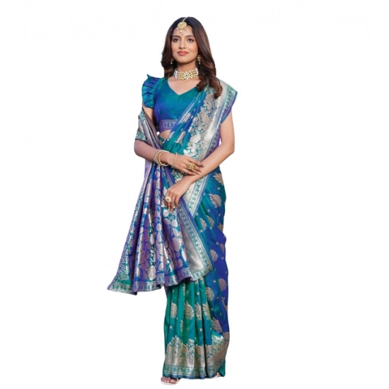 Generic Women's Jacquard Printed Saree With Unstitched Blouse 5.5Mtr (Royal-Teal) Generic Women's Jacquard Printed Saree With Unstitched Blouse 5.5Mtr (Royal-Teal)