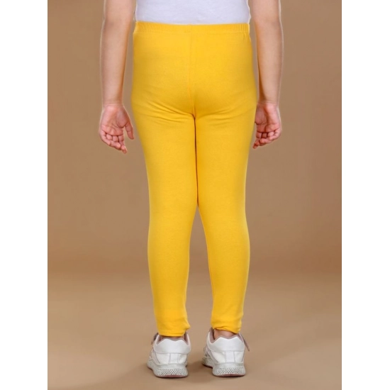 Generic Girl's Cotton Lycra Solid Elasticated Leggings (Yellow)