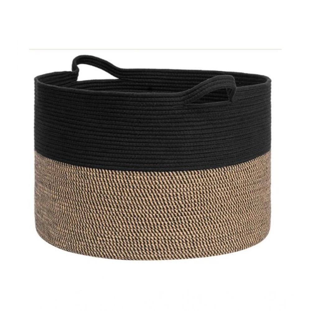 Generic Cotton Pack Of_1 16x14 Inch Storage Basket For Clothes With Out Lid (Black-Beige-Black) Generic Cotton Pack Of_1 16x14 Inch Storage Basket For Clothes With Out Lid (Black-Beige-Black)