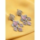Generic Women's Brass Silver Plated Drop Earrings (Pink)