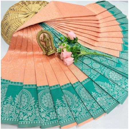 Generic Women's Soft Silk Printed Saree With Unstitched Blouse 5.5Mtr (Orange)