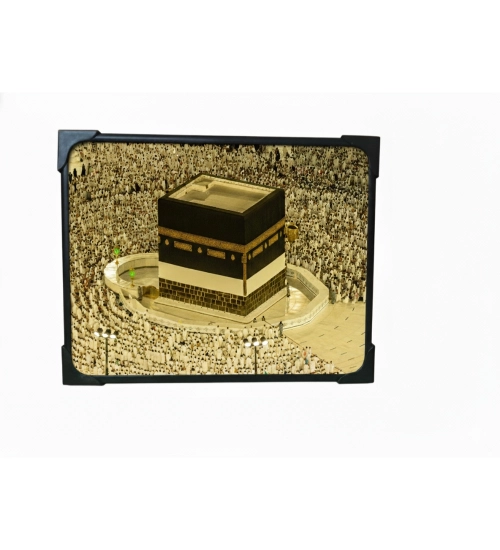 Generic Wooden Macca Madina Haj Table Top "Allah Hu Akbar" Player (Multicolor)