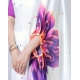 Generic Women's Soft Crepe Silk Printed Ready To Wear Saree With Unstitched Blouse 5.5Mtr (Purple)