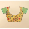 Generic Women's Cotton Blend Checkered Saree With Unstitched Blouse 5.5Mtr (Yellow)