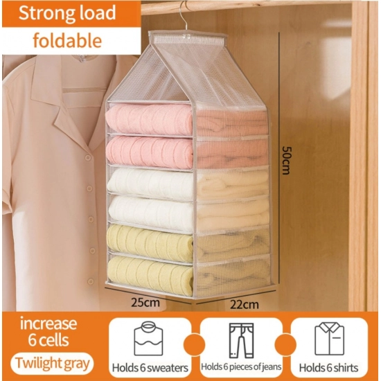 Generic Hanging Foldable Fabric Closet Organizer with 6 Shelves