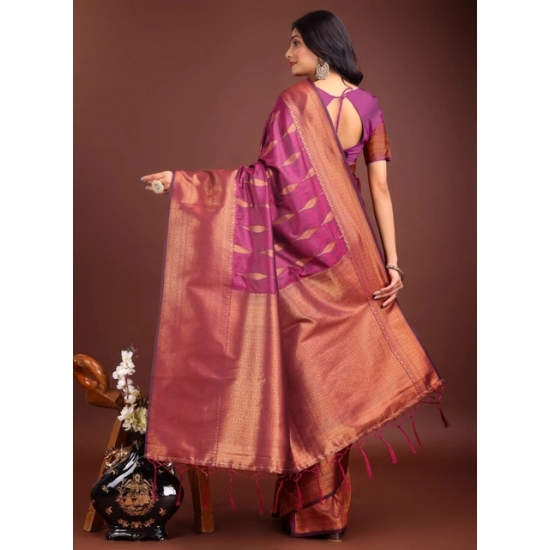 Generic Women's Banarasi Silk Printed Saree With Unstitched Blouse 5.5Mtr (Purple) Generic Women's Banarasi Silk Printed Saree With Unstitched Blouse 5.5Mtr (Purple)