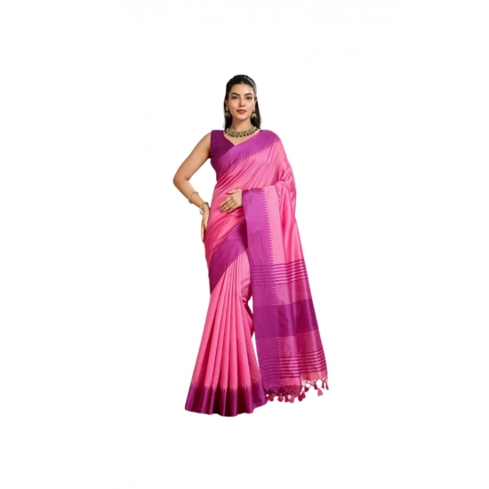 Generic Women's Raw_Silk Woven Saree With Unstitched Blouse 5.5Mtr (Pink) Generic Women's Raw_Silk Woven Saree With Unstitched Blouse 5.5Mtr (Pink)