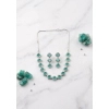 Generic Women's Brass Silver Plated Necklace set (Green) Generic Women's Brass Silver Plated Necklace set (Green)