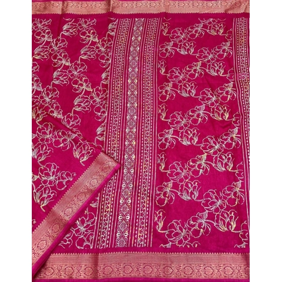 Generic Women's Cotton Silk Floral Printed Saree With Unstitched Blouse 5.5Mtr (Pink) Generic Women's Cotton Silk Floral Printed Saree With Unstitched Blouse 5.5Mtr (Pink)