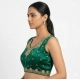 Generic Women's Silk Embroidered V-Neck Sleeveless Readymade Padded Blouse (Green, Size 38)