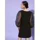 Generic Women's Organza And Polyester Lycra Solid Long Sleeves Dress (Black) Generic Women's Organza And Polyester Lycra Solid Long Sleeves Dress (Black)