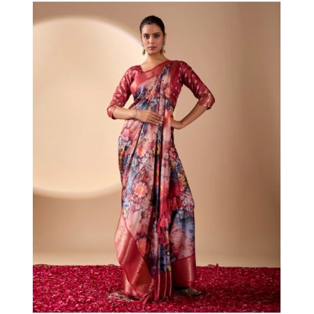 Generic Women's Faux_Silk Printed Saree With Unstitched Blouse 5.5Mtr (Maroon) Generic Women's Faux_Silk Printed Saree With Unstitched Blouse 5.5Mtr (Maroon)