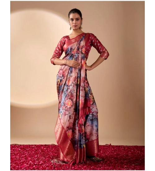 Generic Women's Faux_Silk Printed Saree With Unstitched Blouse 5.5Mtr (Maroon) Generic Women's Faux_Silk Printed Saree With Unstitched Blouse 5.5Mtr (Maroon)